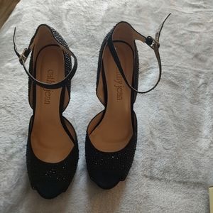 Cathy Jean rhinestone peeptoe heels